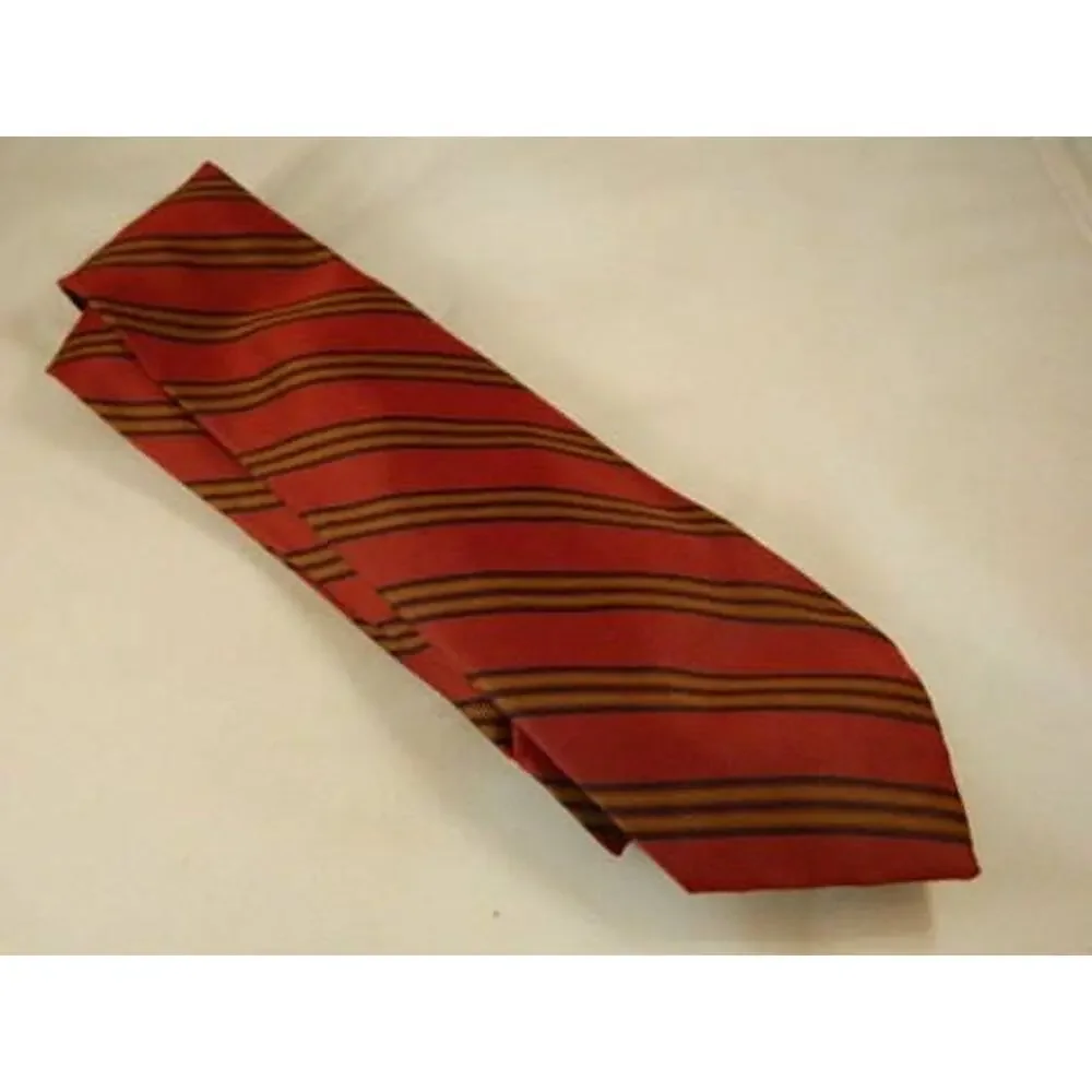 Vintage Big and Tall Mens Striped Tie, Dark Red Black Olive Green Neck Tie